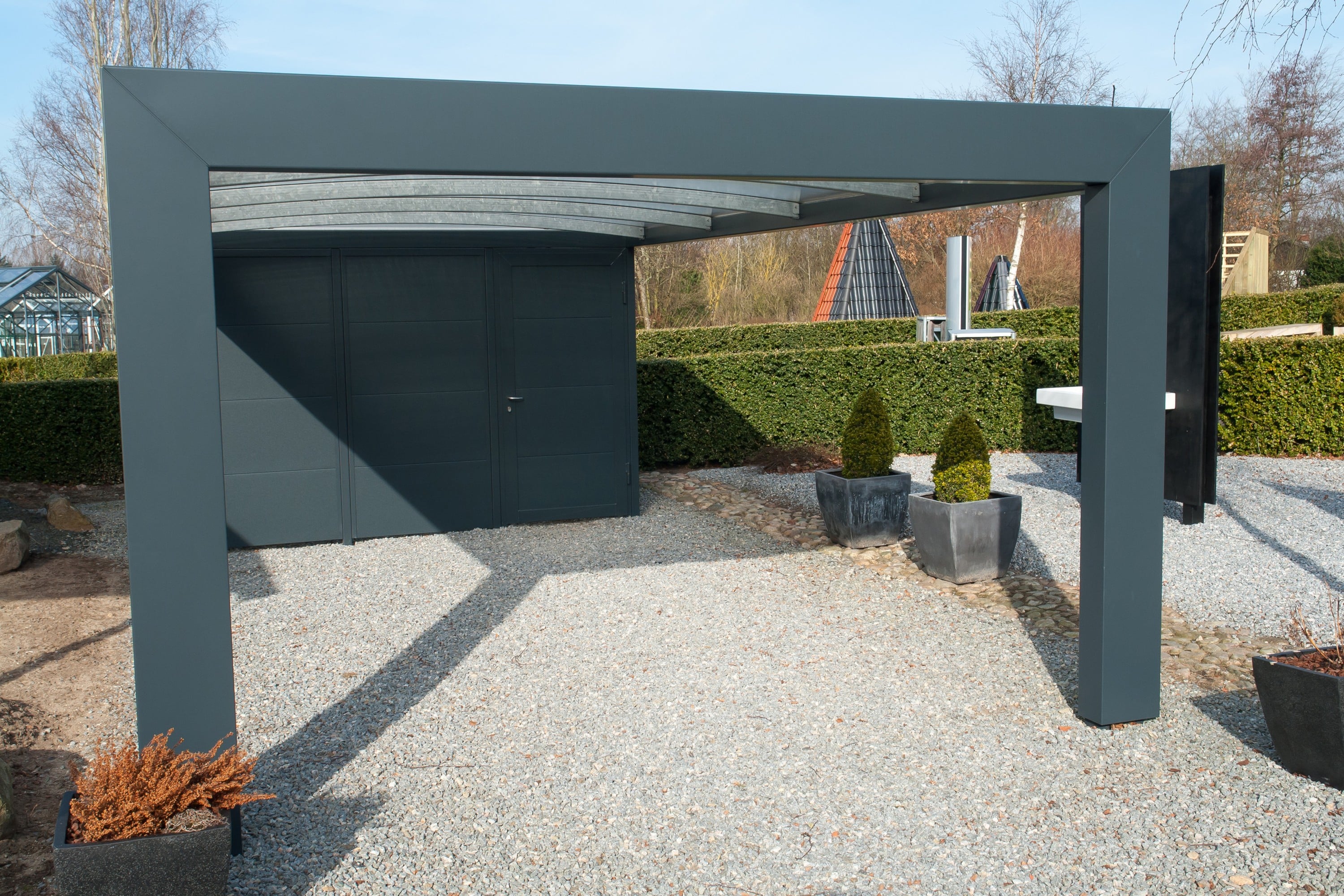 modern bijgebouw tuin carport