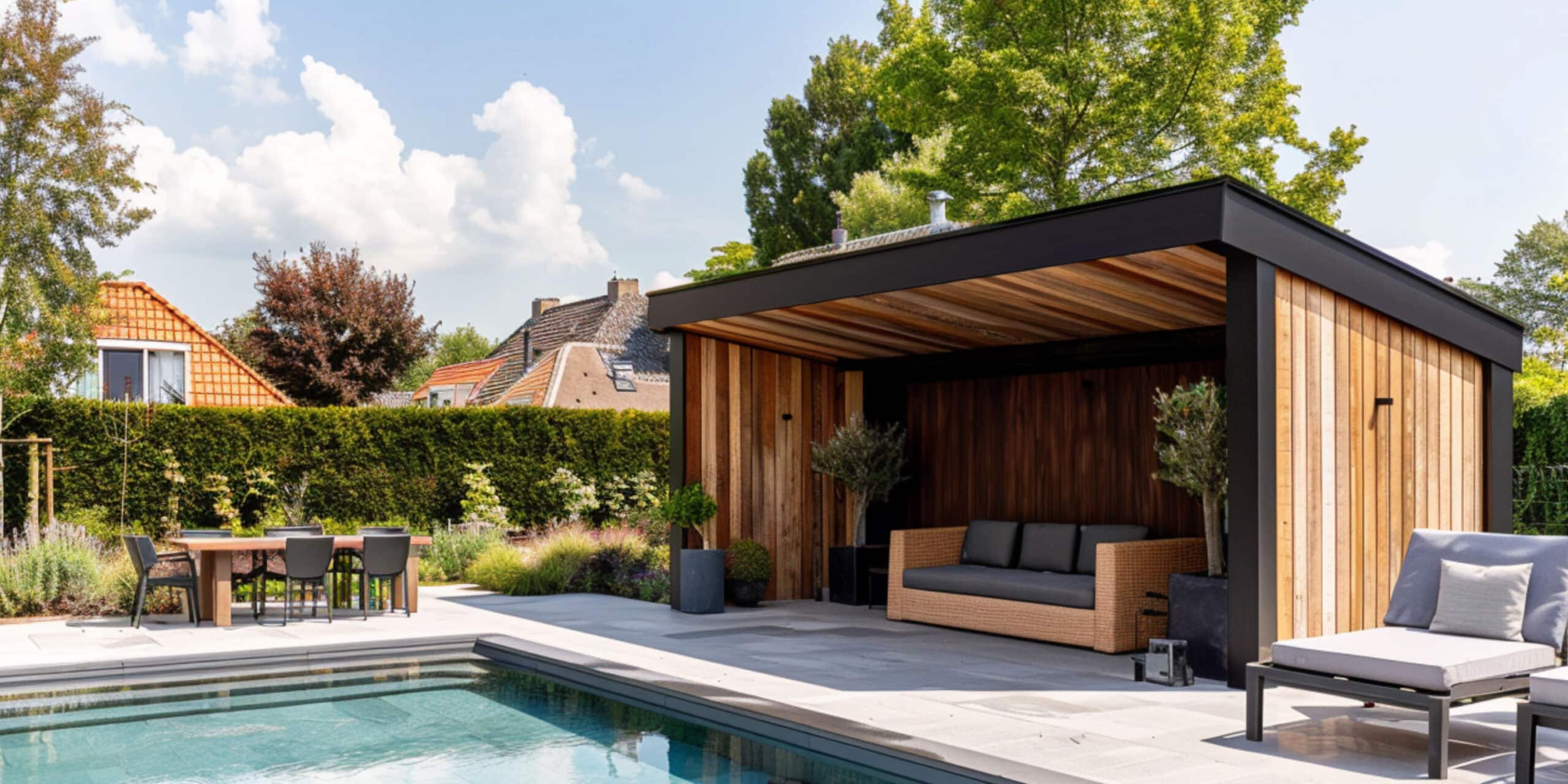 Houten poolhouse: opties & prijzen [+ 4 Voorbeelden]